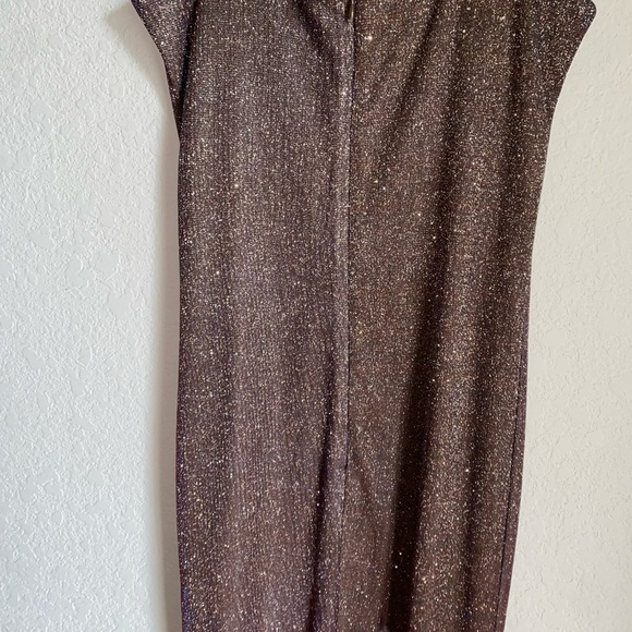 Bardot Holographic Elegant Gold Shimmery Sleeveless Sheath Midi Party Dress 4 - Picture 10 of 14